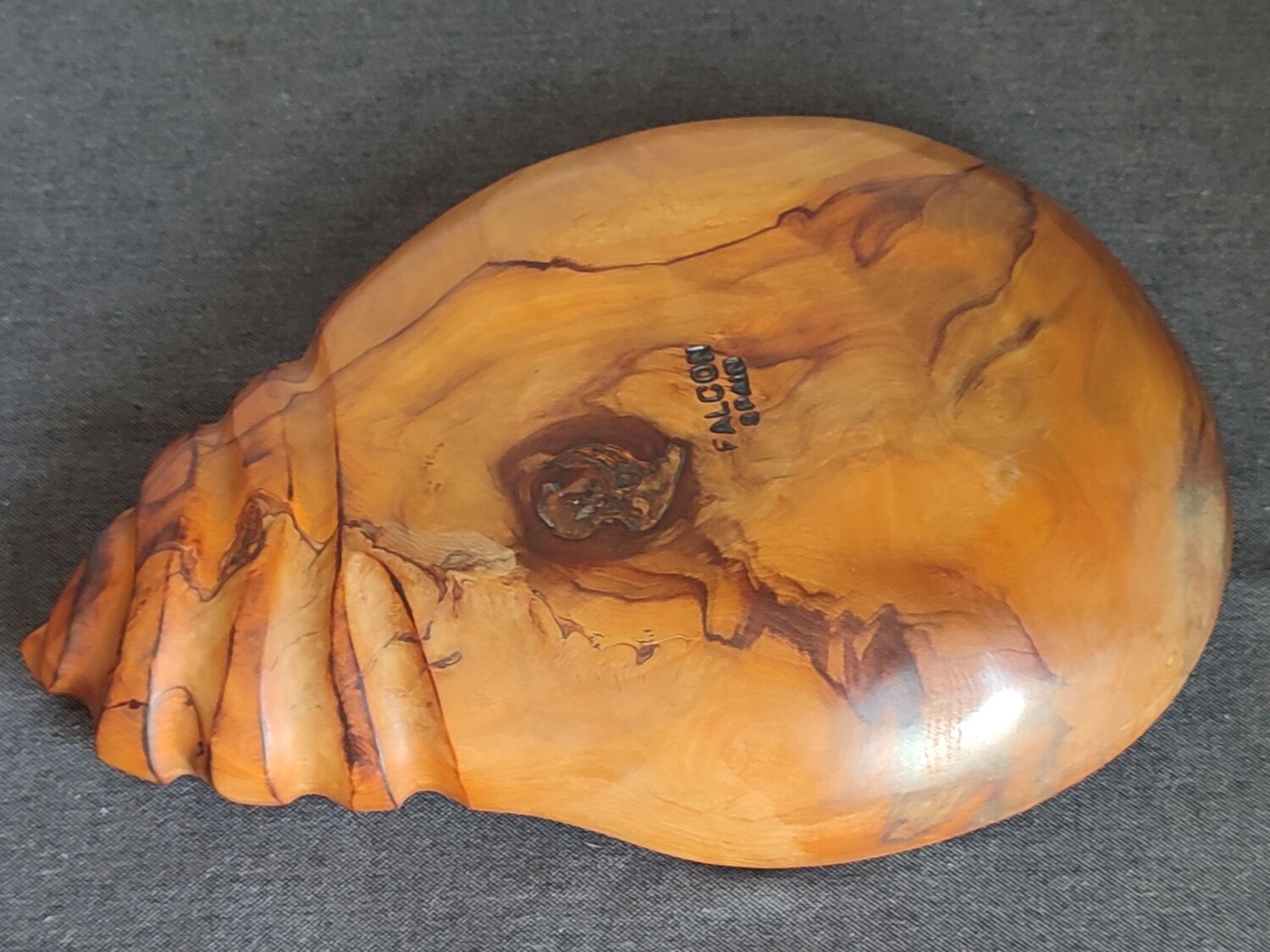 Olive wood cut shell Vintage Falcon