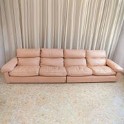 Vintage blush leather modular sofa Petronio by Tito Agnoli for Poltrona Frau, 1970s mid-century design