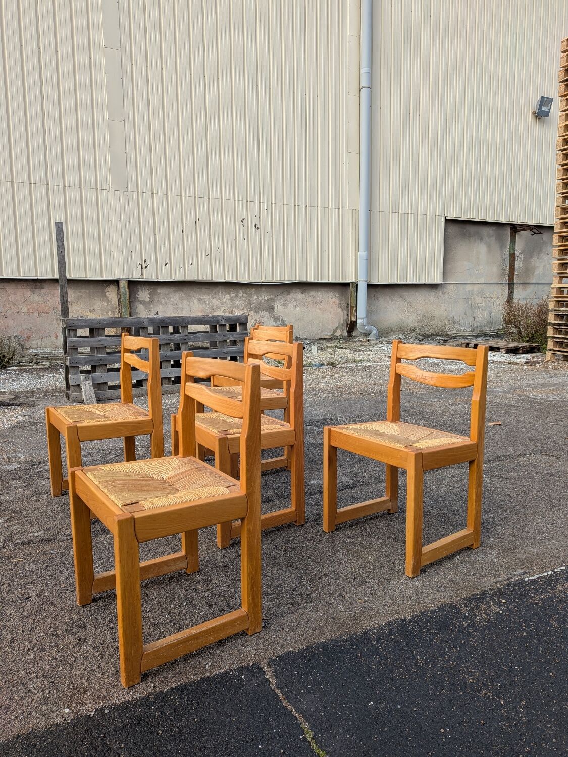 Set of 6 elm chairs from 1980.