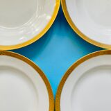 Lot 6 GDA white hollow plates golden edge 50s