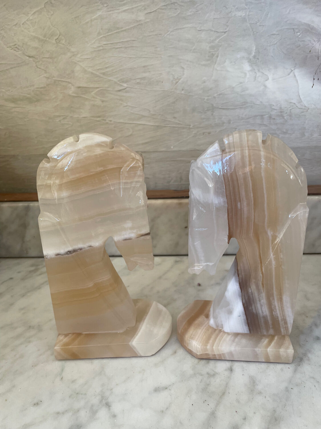 Pair of horse bookends in onyx