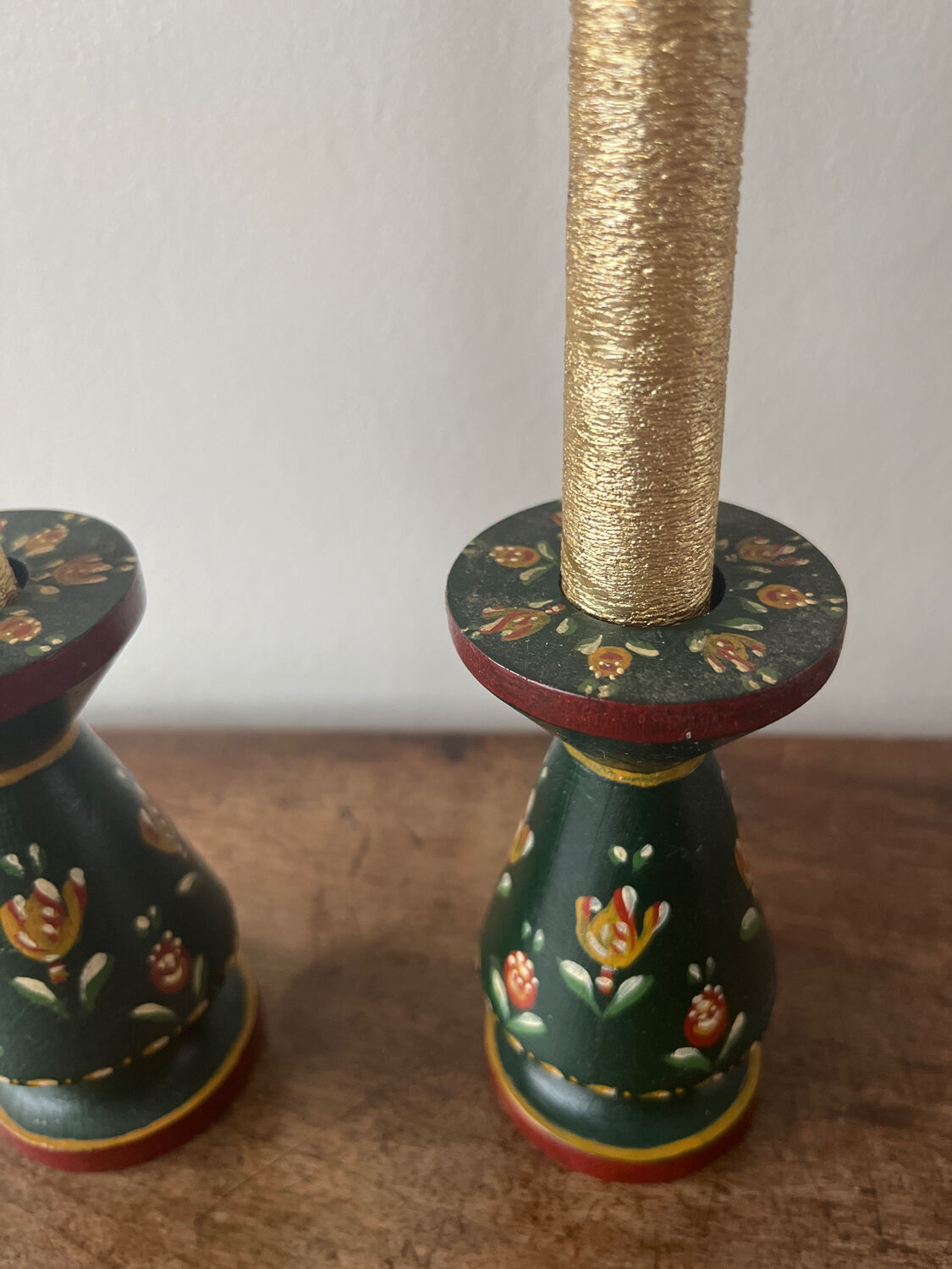 Hand-painted wooden candlesticks