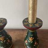 Hand-painted wooden candlesticks