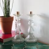 Pair of Roger Gallet glass candle holders