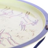 Black and yellow enamelled metal table, vintage, African Antelope motif, 1960