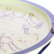 Black and yellow enamelled metal table, vintage, African Antelope motif, 1960