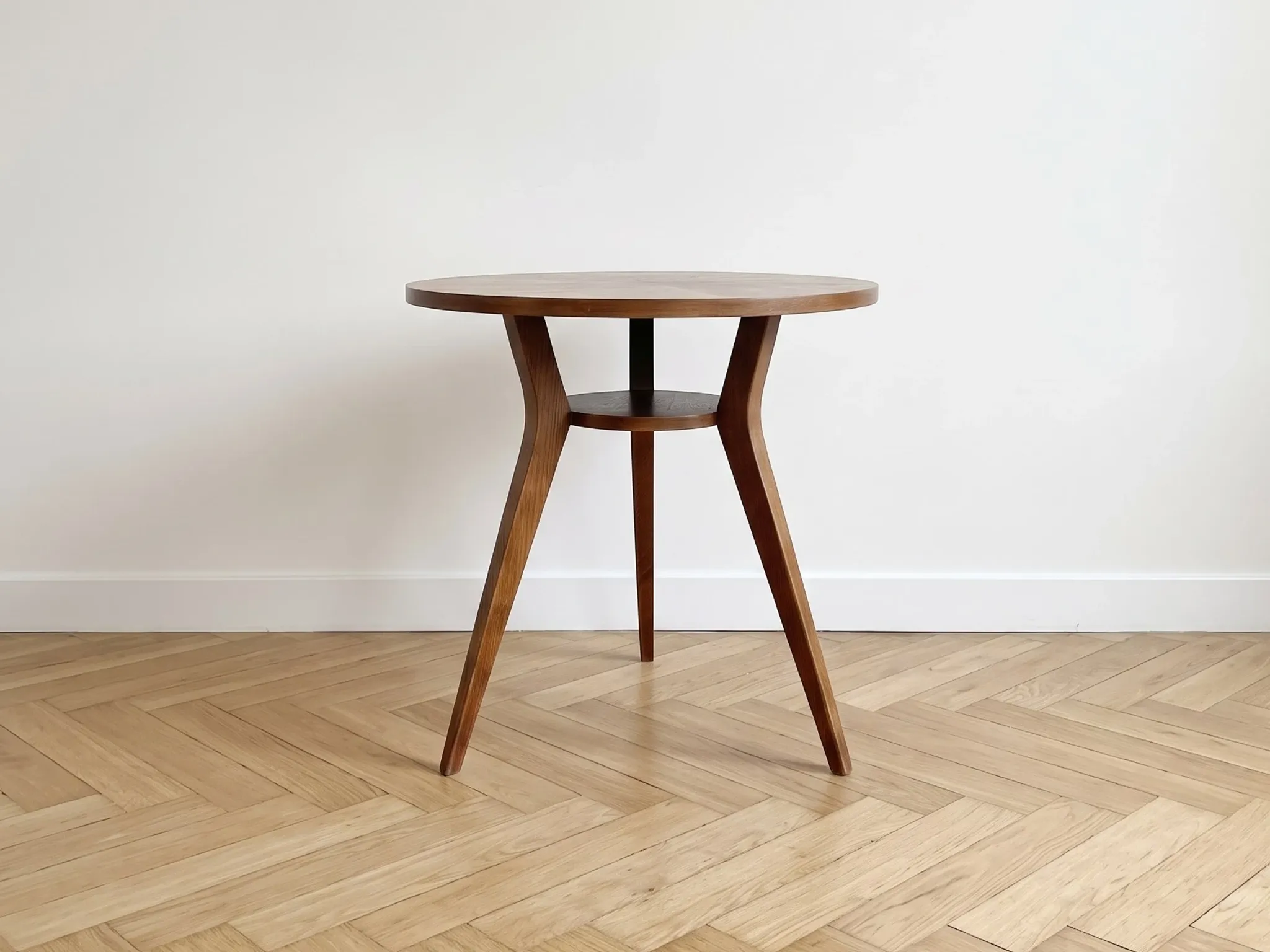 Tripod side table Art Deco in marquetry oak