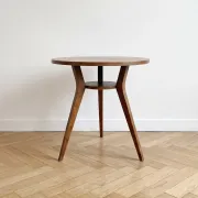 Tripod side table Art Deco in marquetry oak