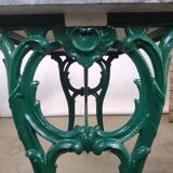 Wrought iron bistro table and vintage grey marble