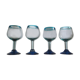 Verres col et pied bleu turquoise en verre épais