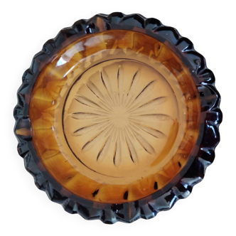Cut and gilded crystal ashtray