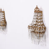 Pair of chrystal wall lights, 1950s, France