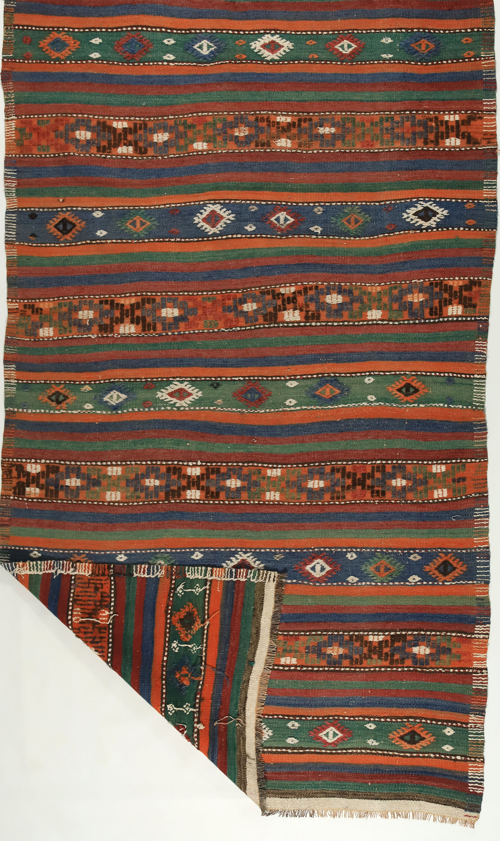 Anatolian handmade kilim rug 244 cm x 132 cm