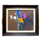 Painting colorful flowers on hardboard still life signed framed