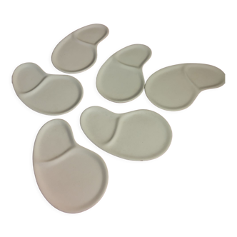 6 plates Vallauris 60s in white ceramic satin
