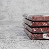 Madeji – Red Square Natural Marble Coasters - set of 4