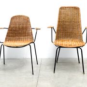 Set of two rattan easy chairs