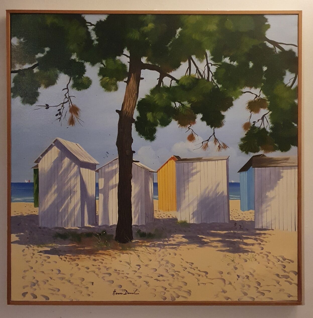 Tableau A l'ombre des pins à Oléron Henri Deuil 2002