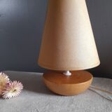 Table lamp blond wood and ecru fabric