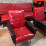 Vintage sofa and 2 armchairs with compass feet