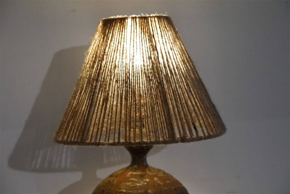 Stoneware and rope table lamp 1960