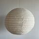 Hanging lamp in rattan and round japanese natural linen d:50