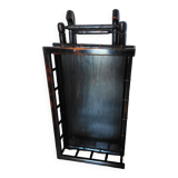 Foldable desk table in blackened wood and carved bamboo style, 1950s