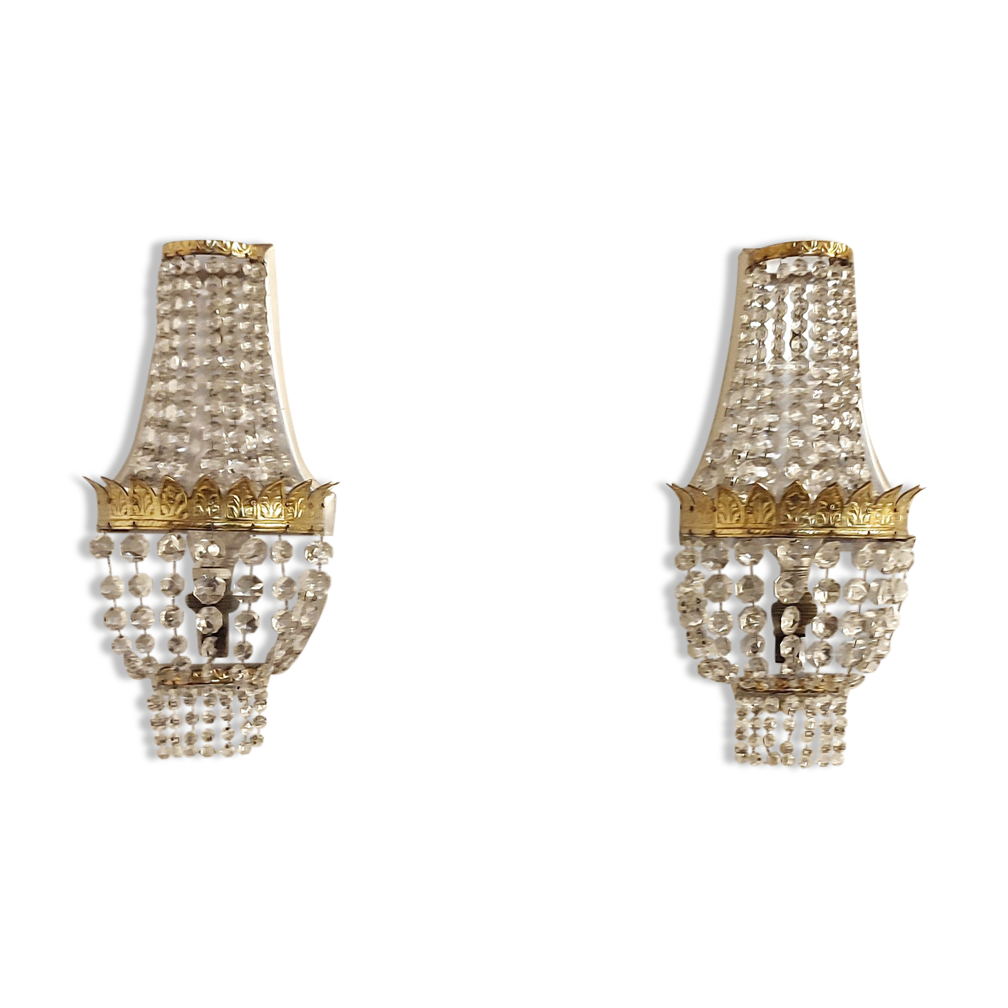 Classic crystal sconces. France 1950s.