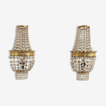 Classic crystal sconces. France 1950s.