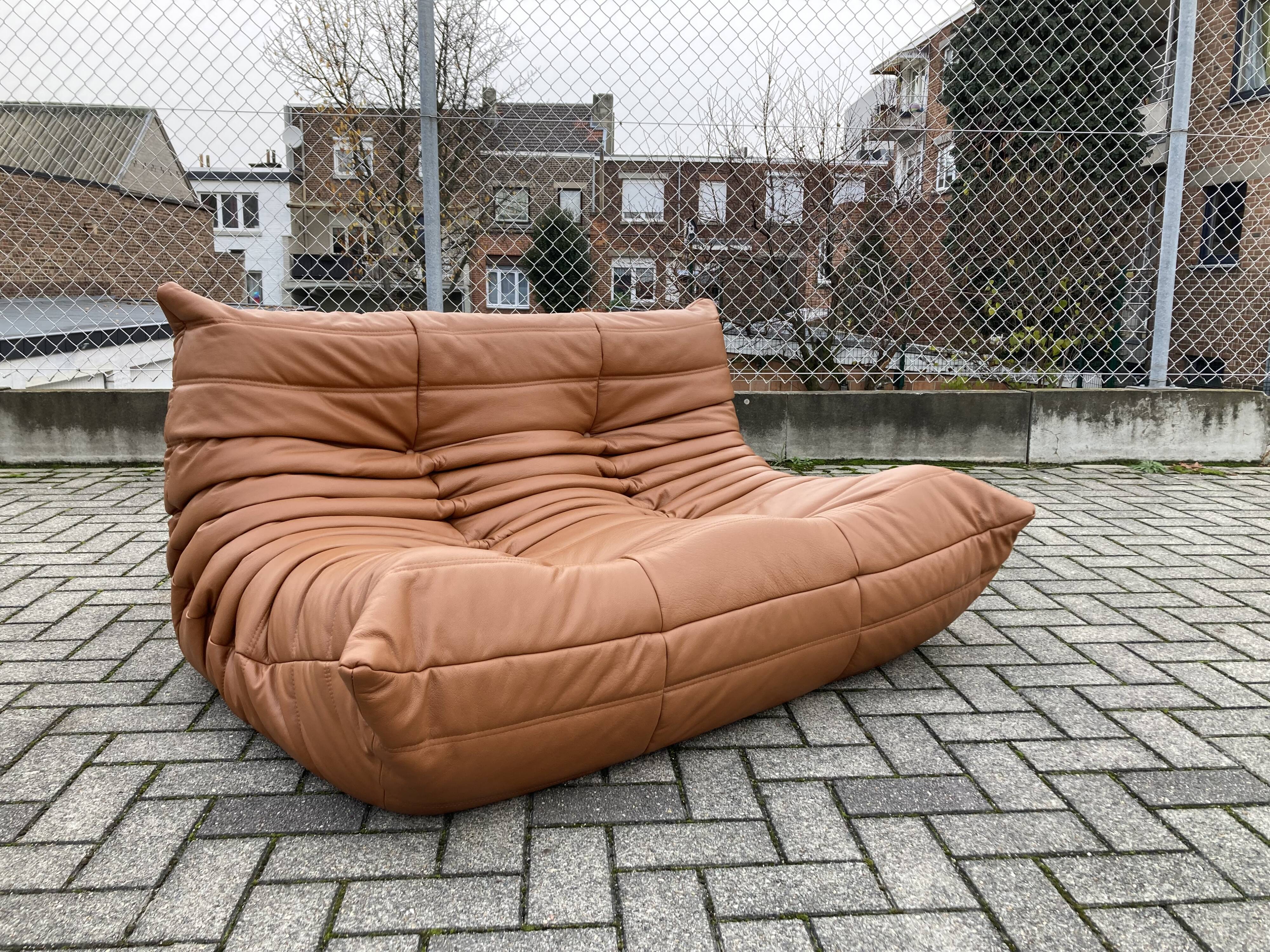 Ligne Roset Togo 2seater, Cognac Leather