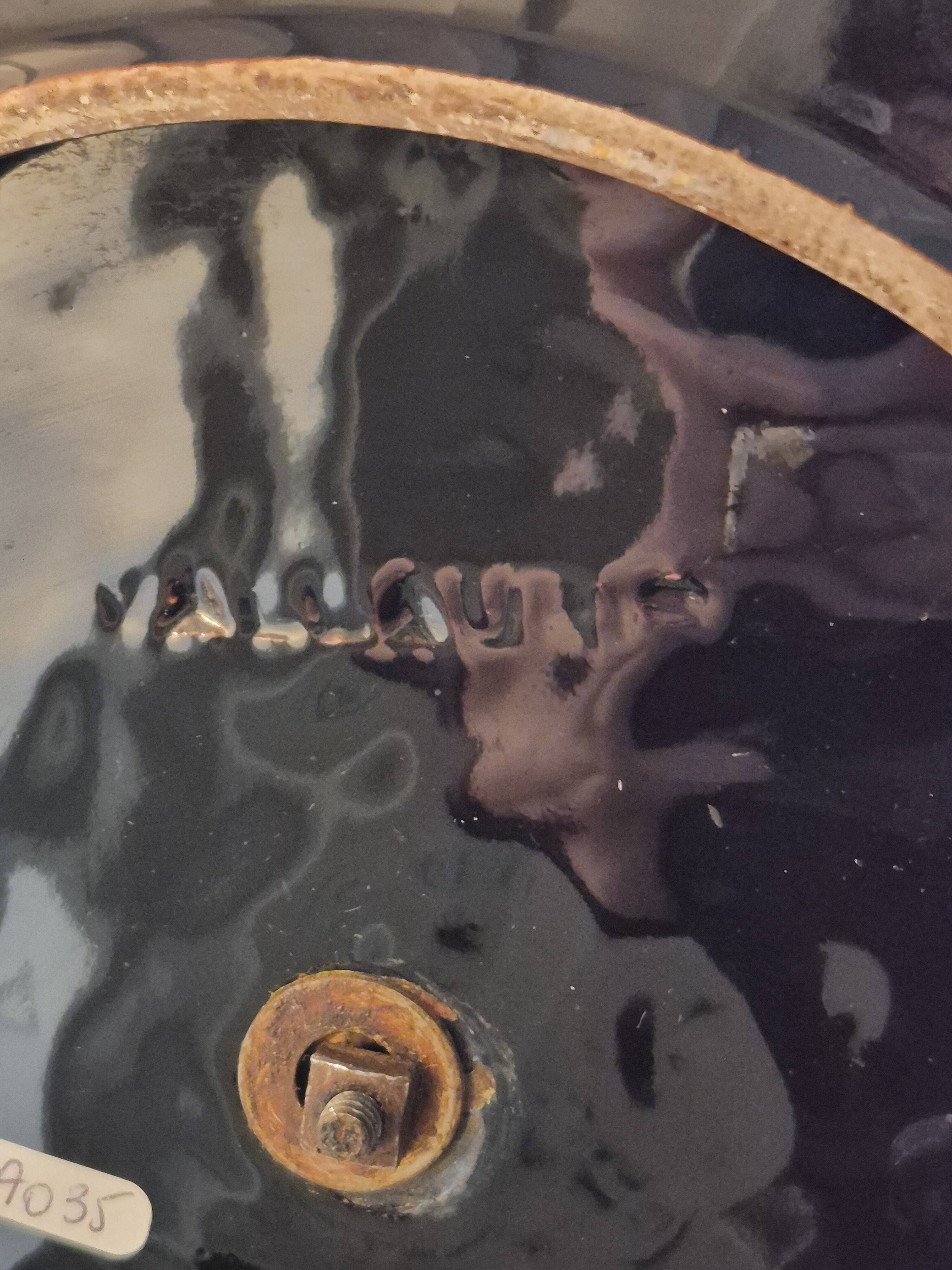 Cheese platter Vallauris glazed ceramic black red A035