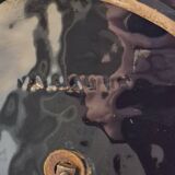 Cheese platter Vallauris glazed ceramic black red A035