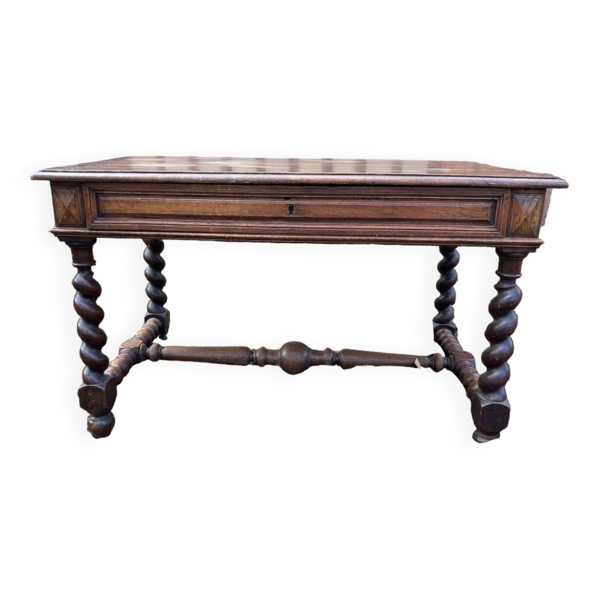 Louis XIII twisted farm table / Turned wooden desk