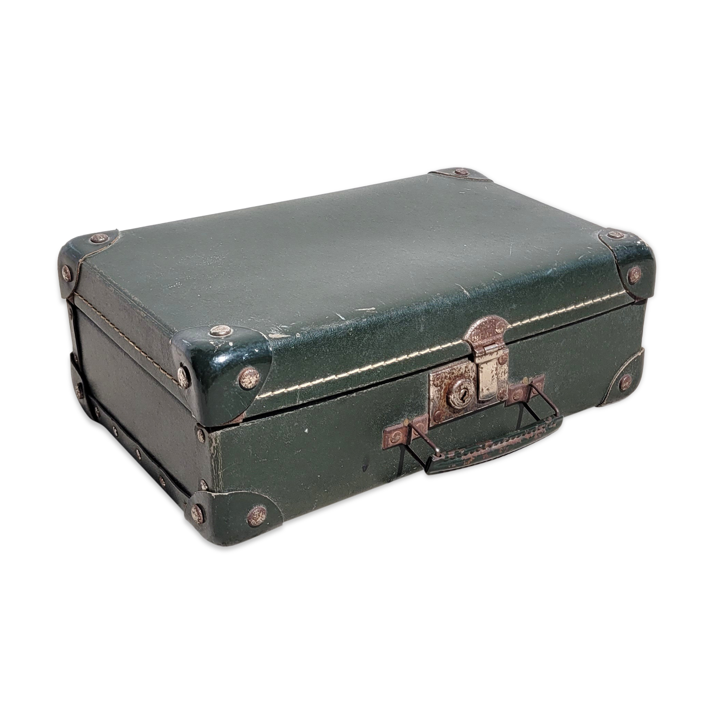 Old English green suitcase