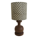 Wooden lamp with block print shade