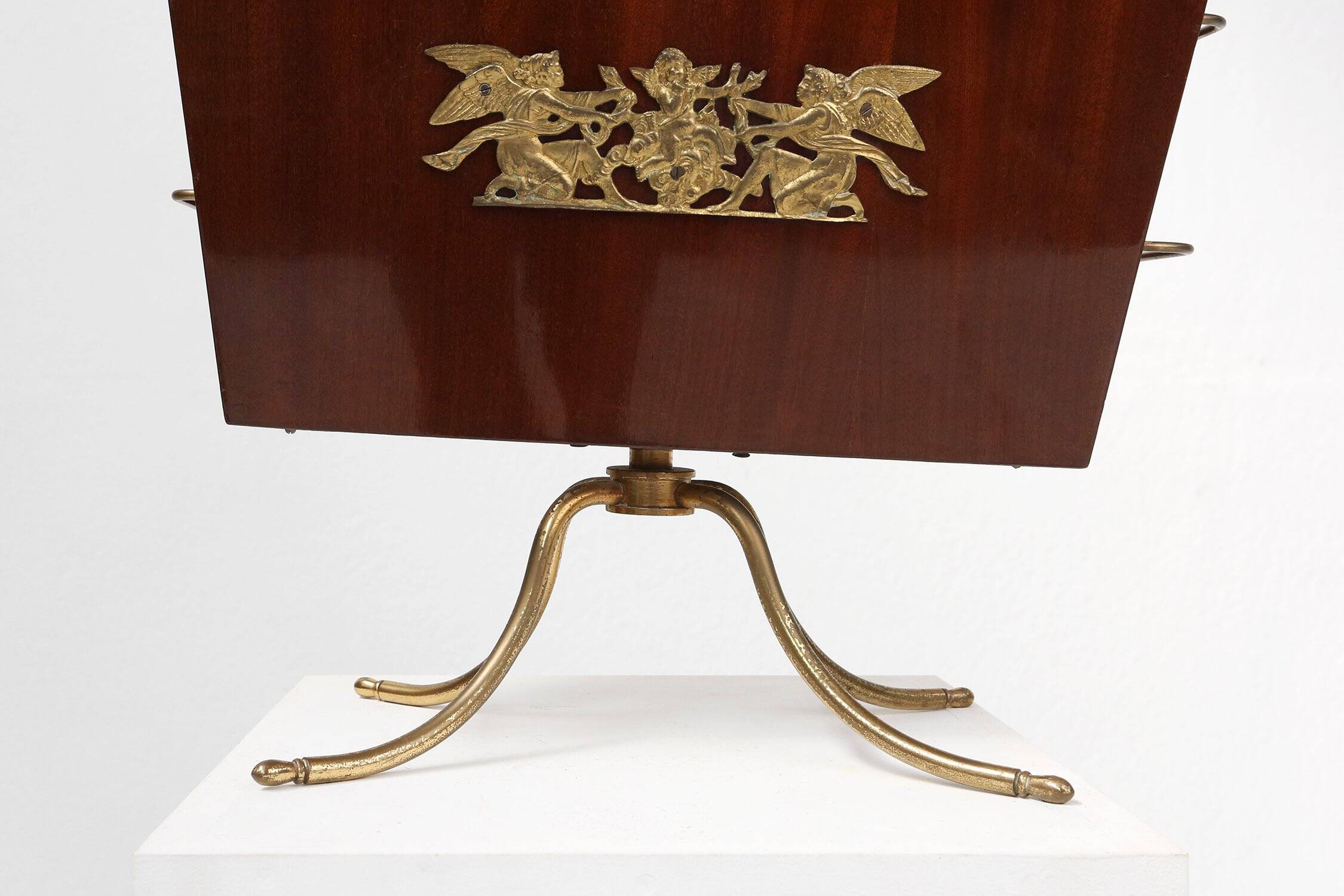 Magazine Rack with Messing Decorations and Feet, France ca. 1950