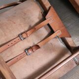 Pair of Riaza chairs in cognac leather by Paco Muñoz for Darro Gallery, Spain