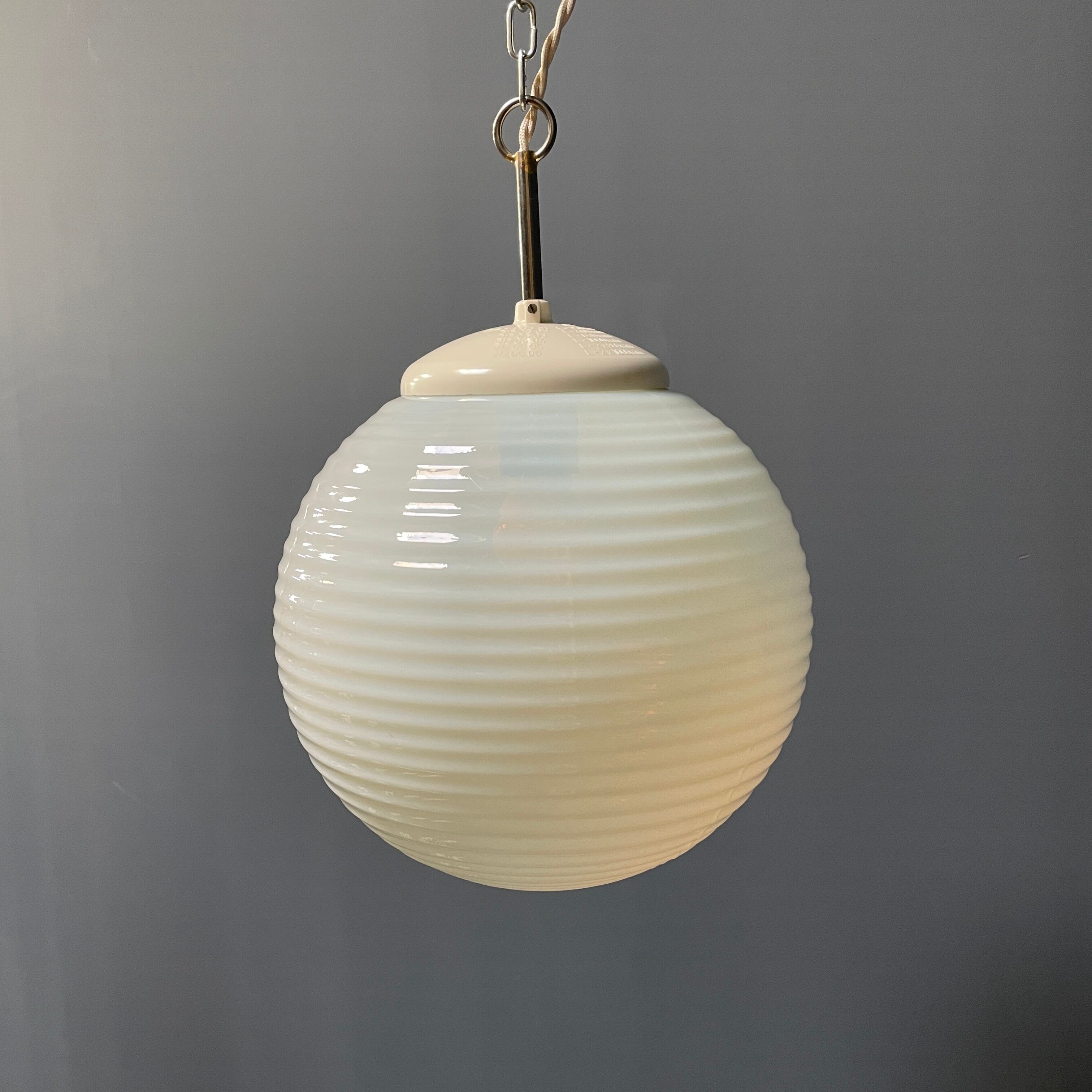 Mother of pearl opaline glass pendant lamps from the 1960s