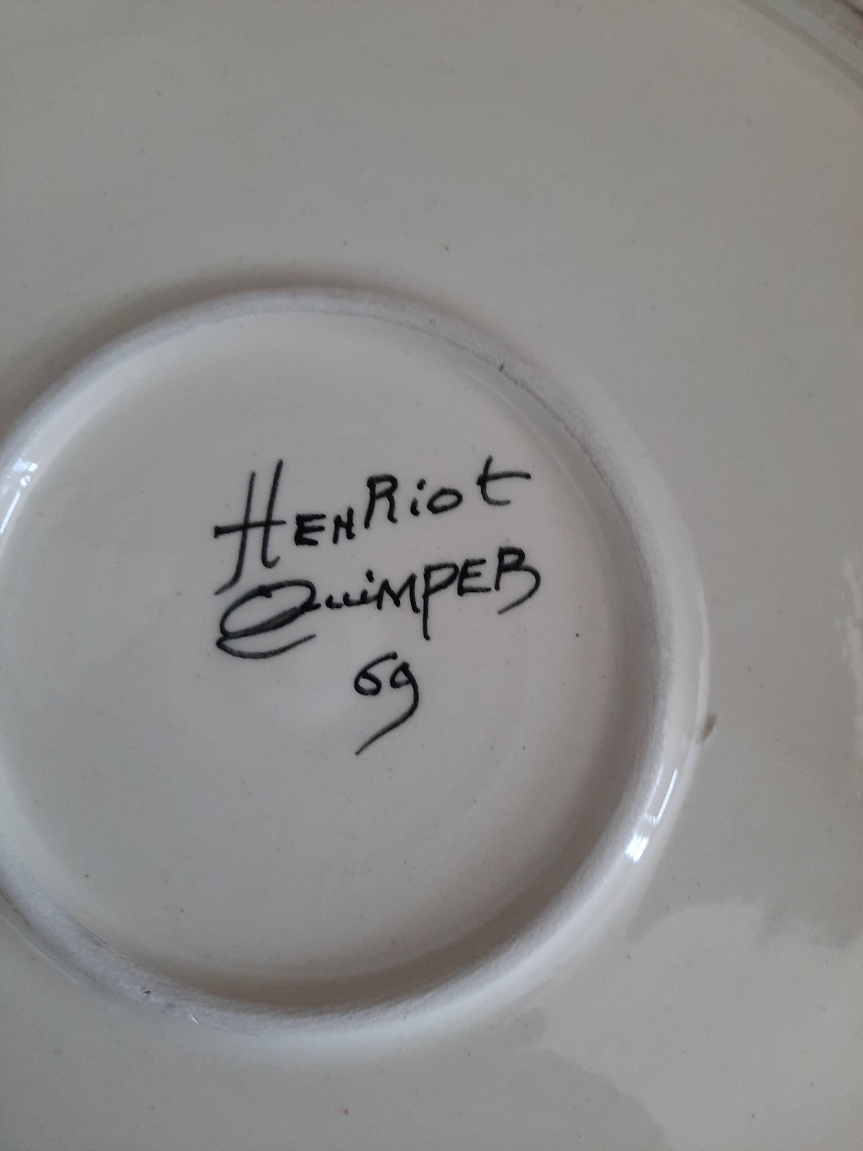 Service à liqueur ou Calvados en faïence de Henriot Quimper