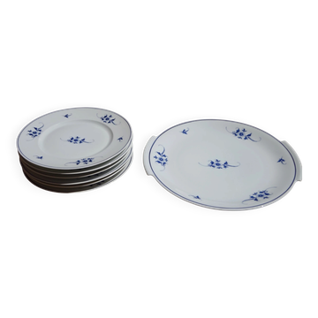 Service à dessert en porcelaine fine de Limoges:  plat et 12 assiettes
