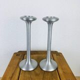 Pair of aluminium candle holders Kagla by Carl Ojerstam for Ikea
