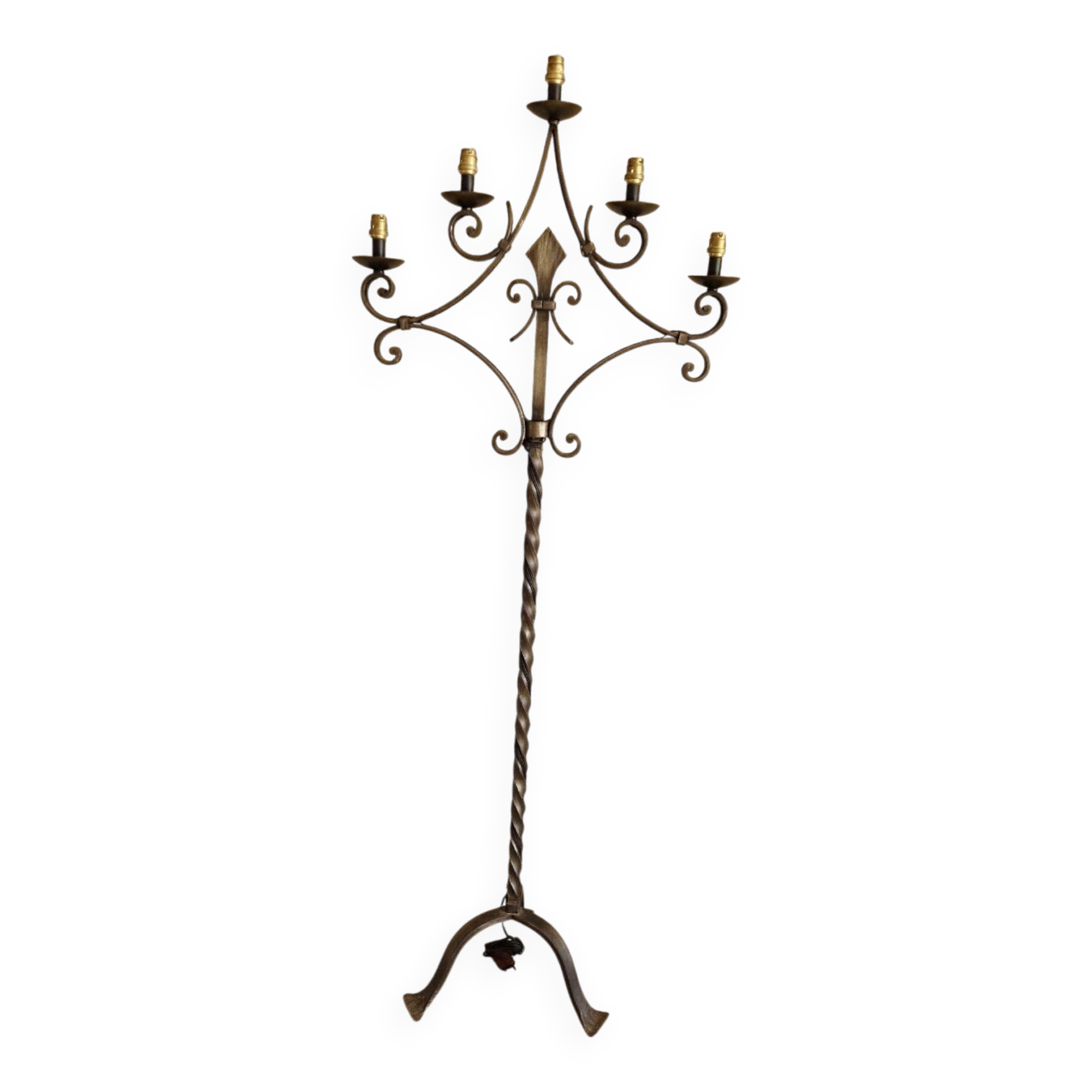 Four-light wrought iron floor lamp