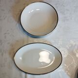Set of 2 antique porcelain dishes gareis waldassen bavaria white with gold border