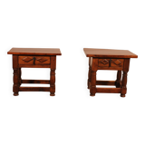 pair of Spanish walnut bedside tables