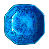 Blue ethnic dish or salad bowl