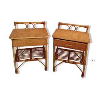 Pair of bamboo bedside tables