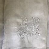 Antique linen: embroidered sheet, monogram