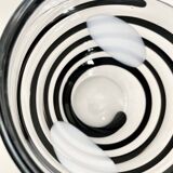 Vintage Kosta Boda Clear & Black Swirl Striped Art Vase, Sweden, 1990s