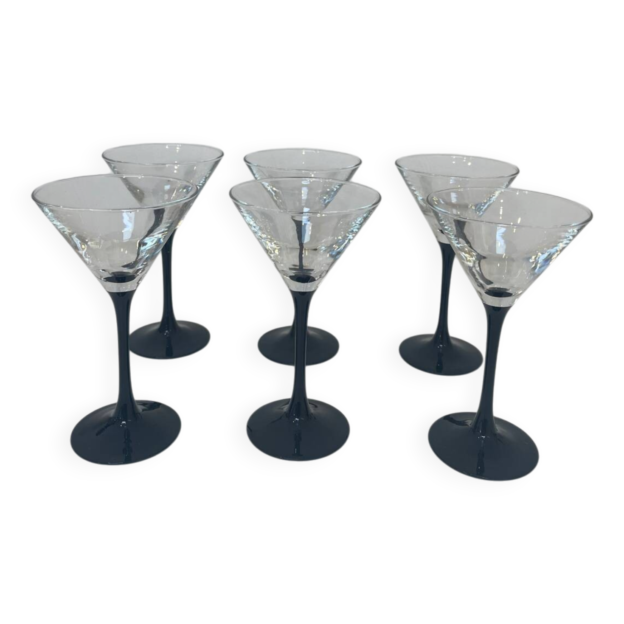 6 vintage cocktail glasses, 1980