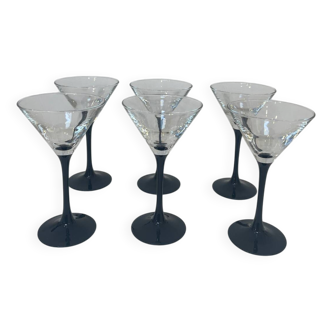 6 vintage cocktail glasses, 1980